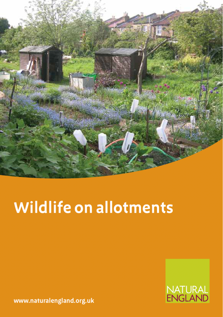 Cover of "Wildlife on Allotments" Natural England (2007), the cover image is of an allotment.